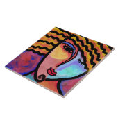 Sly Grin抽象芸術絵画デジタルの女性 タイル (側面)