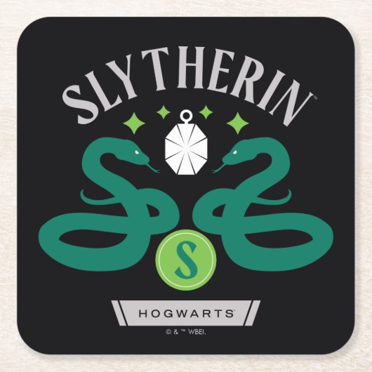 SLYTHERIN™ハウスダブルスネークロッケットグラフィック スクエアペーパーコースター (正面)