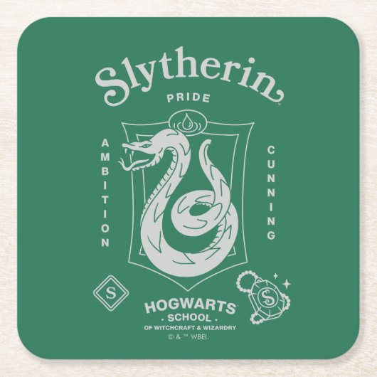 SLYTHERIN™ Pride Ambition Cunning Crest スクエアペーパーコースター (正面)