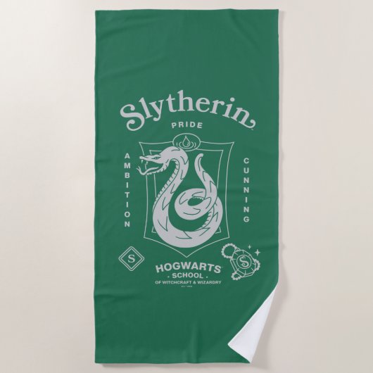 SLYTHERIN™ Pride Ambition Cunning Crest ビーチタオル (正面)