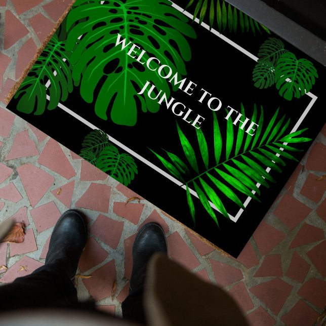 SM「おもしろいようこそジャングル」熱帯離れ ドアマット (A funny and modern doormat for your front door! Welcome to the Jungle!)