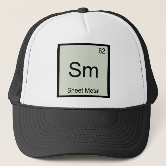 Sm - 板金 楽しい化学元素記号 T キャップ (正面)
