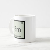 Sm -薄板金おもしろいな化学要素の記号T コーヒーマグカップ (正面左)