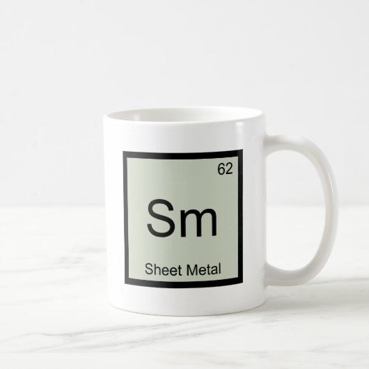 Sm -薄板金おもしろいな化学要素の記号T コーヒーマグカップ (右)