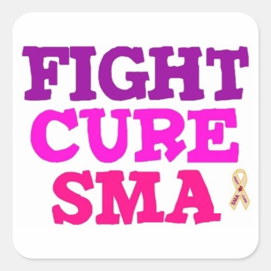 SMAリボンステッカーでFIGHT CURE SMA スクエアシール (正面)