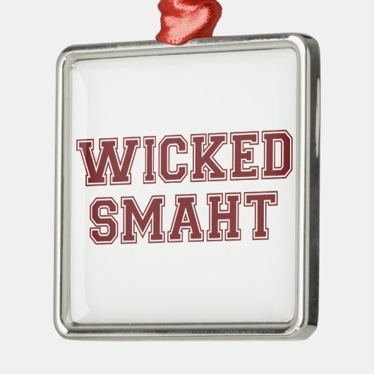 (Smahtの)悪賢く頭が切れるな大学ボストン メタルオーナメント (左)