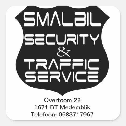Smalbil Security & Traffic Service スクエアシール (正面)