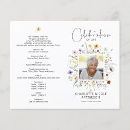 SMALLお祝い・オブ・ライフ・フォト葬儀プログラム チラシ