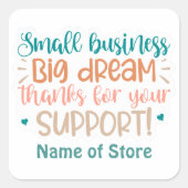 Small パーソナライズされた Businessステッカーパック スクエアシール (正面)