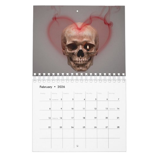 Small 2026 Skull Art Calendar カレンダー (2月 2026)