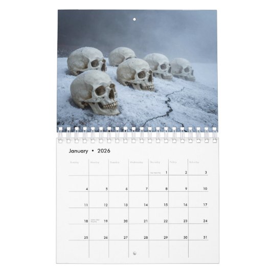 Small 2026 Skull Art Calendar カレンダー (1月 2026)