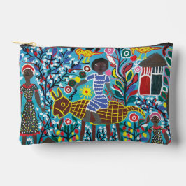 Small accessory pouch with african art image アクセサリーポーチ