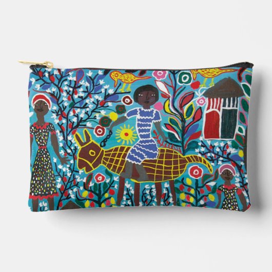 Small accessory pouch with african art image アクセサリーポーチ (正面)