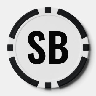 Small Blind SB Simple Black White Text Poker Chips ポーカーチップ