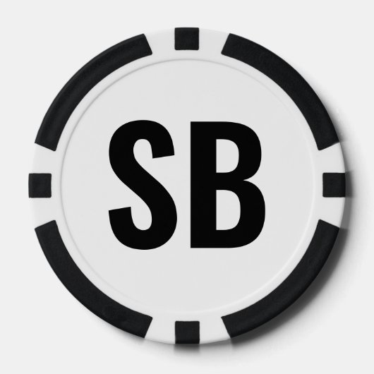 Small Blind SB Simple Black White Text Poker Chips ポーカーチップ (正面)