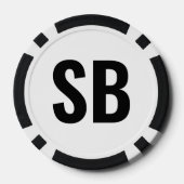 Small Blind SB Simple Black White Text Poker Chips ポーカーチップ (裏面)