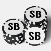 Small Blind SB Simple Black White Text Poker Chips ポーカーチップ (積み重ね)