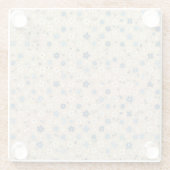 Small blue and white floral pattern ガラスコースター (裏面)