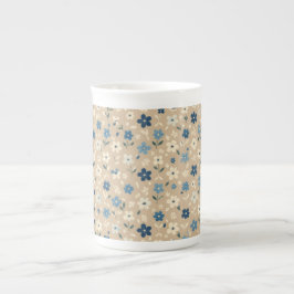 Small blue and white floral pattern ボーンチャイナマグカップ