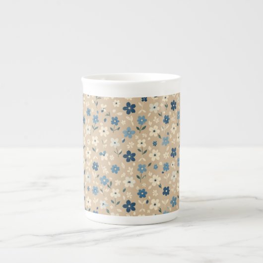 Small blue and white floral pattern ボーンチャイナマグカップ (正面)