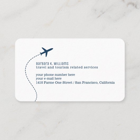 Small Blue Plane White Travel Consultant  名刺 (裏面)