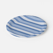 Small Blue Tone and Cream Stripes ペーパープレート (アングル)