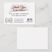 SMALL BUSINESSありがとう注文カード赤面ピンク ノートカード (正面/裏面)