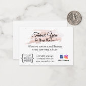 SMALL BUSINESSありがとう注文カード赤面ピンク ノートカード (正面/裏面インサイチュ)