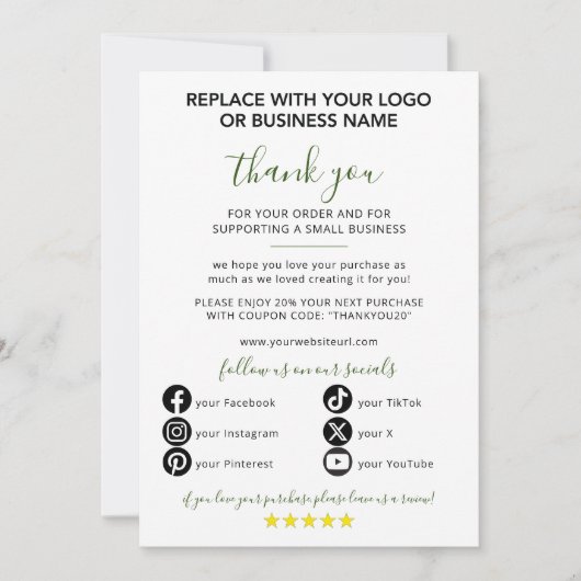 Small Businessご注文ありがとうございます 招待状 (正面)