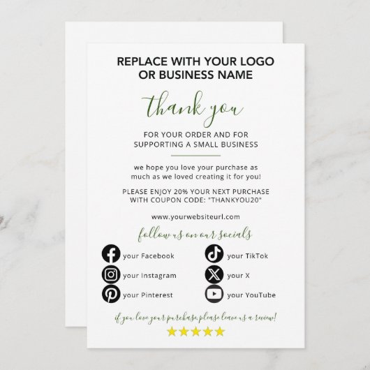 Small Businessご注文ありがとうございます 招待状 (正面/裏面)