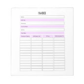 Small Business請求書プランナーメモ帳 ノートパッド (正面)