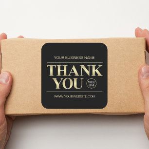 Small Business金ゴールドブラックTHANK YOU ADD LOGO スクエアシール