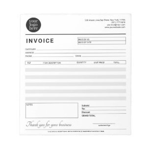 Small Business モダン Invoice Sales Receipt Gray ノートパッド