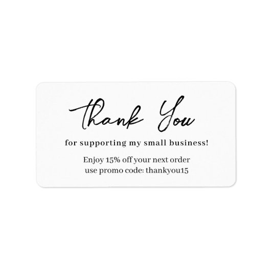 Small Business モダン Thank You Script Packaging ラベル (正面)