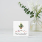 Small Business Christmas Tree Winter Greenery スクエア名刺 (スタンド正面)