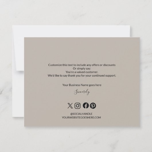 Small business Editable文字ロゴパッケージの挿入 サンキューカード (裏面)