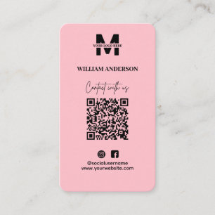 Small Business Instagram Facebook QRコードピンク 名刺