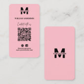 Small Business Instagram Facebook QRコードピンク 名刺 (正面/裏面)