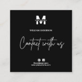 Small Business Instagram Facebook QRコードブラック スクエア名刺 (正面)