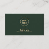 Small Business Logo Thank You Card Olive Gold 名刺 (正面)