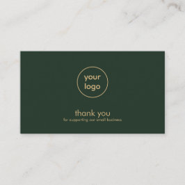Small Business Logo Thank You Card Olive Gold 名刺
