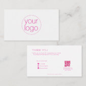 Small Business Logo Thank You QR Card Blush 名刺 (正面/裏面)