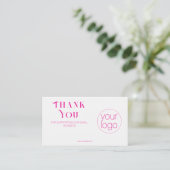 Small Business Logo Thank You QR Card Blush Pink 名刺 (スタンド正面)