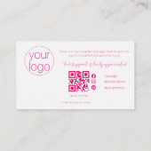 Small Business Logo Thank You QR Card Blush Pink 名刺 (裏面)