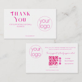 Small Business Logo Thank You QR Card Blush Pink 名刺