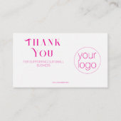Small Business Logo Thank You QR Card Blush Pink 名刺 (正面)