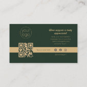 Small Business Logo Thank You QR Card Olive Gold 名刺 (裏面)