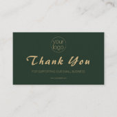 Small Business Logo Thank You QR Card Olive Gold 名刺 (正面)