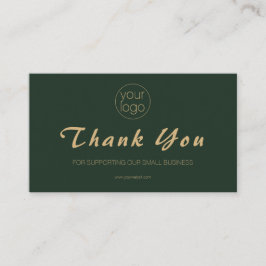 Small Business Logo Thank You QR Card Olive Gold 名刺