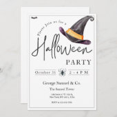 Small Business Minimalist Halloween Office Party 招待状 (正面/裏面)